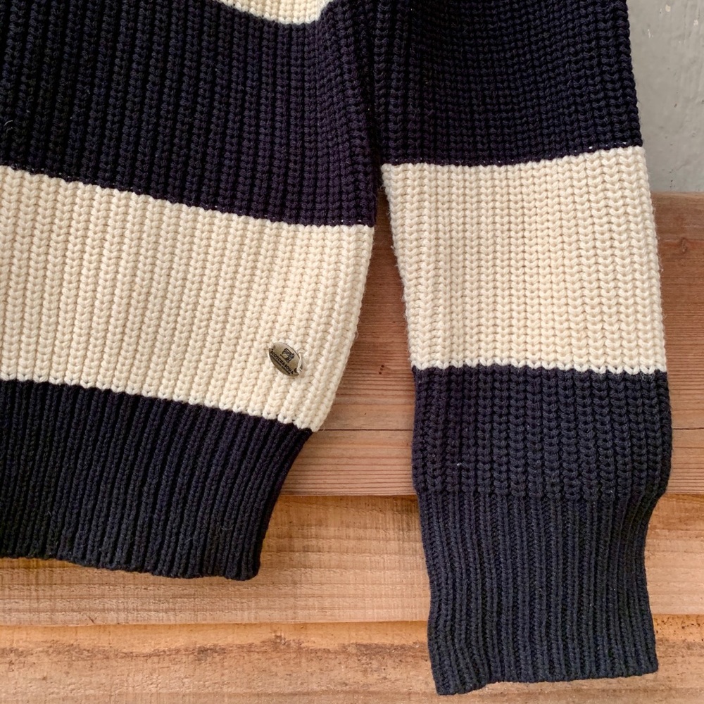 Scotch & Soda color block striped chunky heavy knit crewneck oversized sweater - Picture 5 of 15